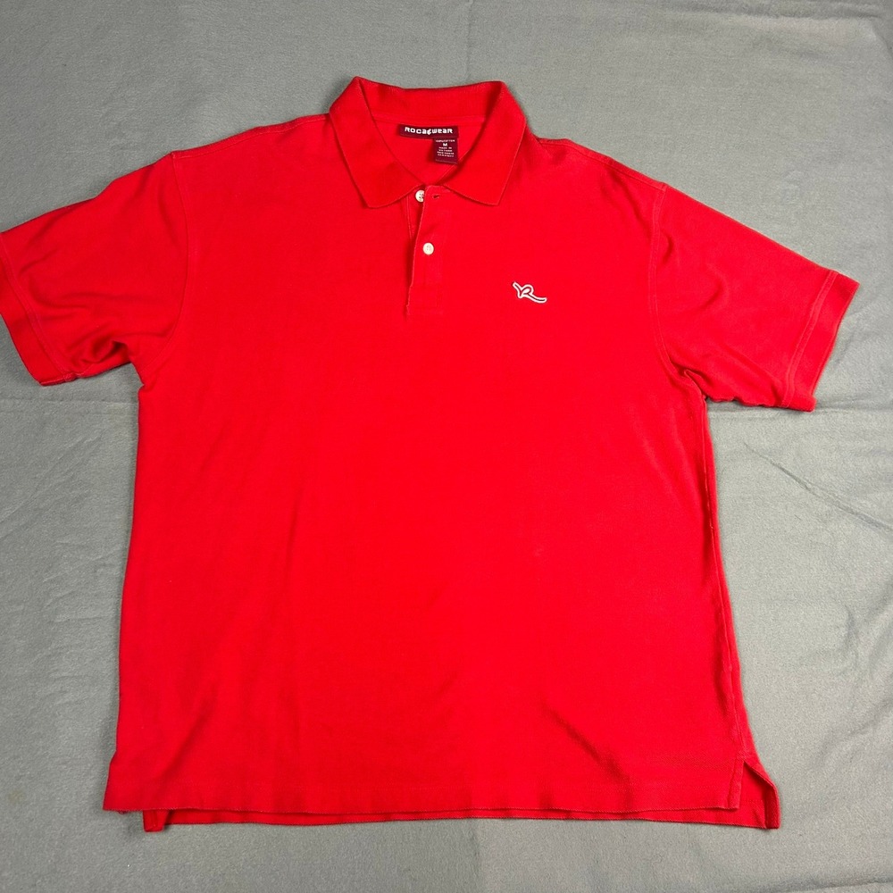 Rocawear Polo Shirt Short Sleeve Pique Logo Men Size M Red - Picture 2 of 8